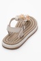Miel Beige Sea Shell Genuine Leather Women's Flip-Flop Sandals - 5