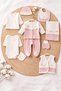 Flower Embroidered 100% Cotton Newborn Baby Girl 10 Piece Hospital Outfit Set (Boxed) 0-3 Months