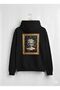 Unisex Black Medusa Rose Detailed Printed Hooded Sweatshirt