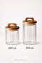 Glass Jar Set of 2 with Lids – Coffee and Sugar Jar, Kitchen Storage Set with Wooden Stand - 4