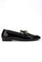 Women's Black Shiny Leather Buckle Ballerinas - 4