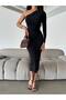 Women's One-Shoulder Midi Dress with Gathered Detail on the Side - 2