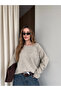 Beige Stone Embroidered Boat Neck Sweater - 251189 - 3