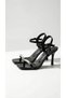 Freya Gold Metal Detailed Goblet Heeled Shoes - Black Wrinkled
