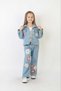 Girl's Pink and White Floral Patterned Denim Set - 3