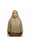 Ready-Made Turban Veil Practical Scarf Hijab with Niqab Prayer Cover Souffle (3XL) Beige Combed Cotton Fabric - 2
