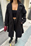 Women's Black Oversize Belted Premium Cashmere Coat |   Lined & Pocketed (Morena) - 7