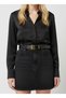 Women's Black Antique Gold Buckle Faux Leather Belt Be3015 - 3