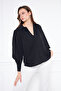 Women's Trendy Balloon Sleeve Oversize Black Stylish Blouse Shirt - 5