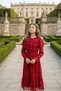Burgundy Lace Girls' Dress Long Sleeve Midi Elegant Special Occasion - 3