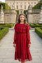 Burgundy Lace Girls' Dress Long Sleeve Midi Elegant Special Occasion - 2
