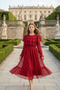 Burgundy Lace Girls' Dress Long Sleeve Midi Elegant Special Occasion - 5