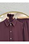 Bala Metal Buttoned Double Pocket Almond Stitched Trousers Suit-Şa1036 Plum - 3