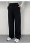 Women's Black High Waist Pleated Wide Leg Palazzo Pants with Pockets and Velcro Closure at the Waist