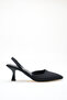 Avira Black Thin Heeled Elastic Back Strap Stiletto Women's Heeled Shoes - 2