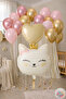 Cat Head Foil Balloon Set Cream – Gold Metallic & Macaron Pink Balloons - 2