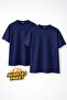 Basic T-Shirt 2-Piece Advantage Set Navy Blue Cotton Fabric Regular Fit Men/Unisex