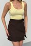 Women's Shorts Skirt with Buckle Accessories and Zipper Closure Brown - 26Y 2787 - 2