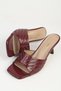 Women's Burgundy Patent Leather Women's Heeled Slippers Pc-55762 - 5