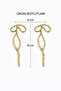 Women's Yellow Tarnish-Resistant Steel Bow Pendant Stud Earrings - 3