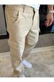 Men's Baggy Fit Denim Cargo Trousers Beige Eca038 - 4