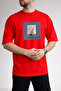 Men's Modern Graphic Sailboat Crew Neck Red T-Shirt - 2