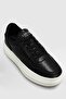Genuine Leather Lace-Up Comfortable Daily Sneaker Women's Shoes Black White Sole - 2