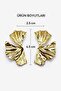 Women's Yellow Steel Asymmetrical Leaf Model Large Size Nail Earrings - 3