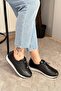 Women's lace-up elasticated orthopedic comfort sole everyday ballet flats & sneakers - black - 2