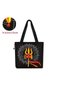 Damru Trishul Canvas Tote Bag for Women, Black Spiritual Art Shoulder Bag, Cultural Theme Handbag, Ethnic Stylish Everyday Tote for Temple, Travel & Daily Use - 4