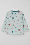 Baby Girl Pajama Set, Cheerful Season, New Year's Themed, 9 Months-3 Years, Water Green - 4