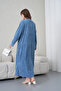 Women's Front Sequin Embroidered Side Tie Wide Fit Long Denim Dress - 7