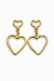 Steel Yellow Dangle Double Heart Figured Women's Stud Earrings - 2