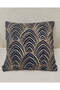 Navy Beaded Velvet Cushion - 2