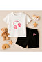 T-Shirt Shorts Kids Set 100% Cotton Comfortable Cut Casual Cute Printed 2-Piece Combination