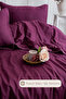 Stark Duvet Cover Set Double 100% Cotton Satin Ribbed (200X220 cm) Plum - 3