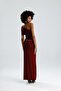Burgundy Long Slit Straight Skirt - 3