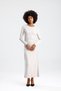Stone-Colored Long Sleeve Side Gathered Long Dress - 2