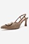 Levia Mink Straw Textured Women's Heeled Shoes with Accessory Detail - 4