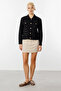 Women's Ornamental Pocketed Buttoned Black Jacket 06016 - 3