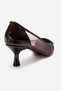 Ola Brown Patent Leather Women's Heeled Shoes with Mesh Detail - 5