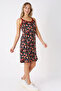 Floral Patterned 100% Cotton Women's Dress with Straps - 2