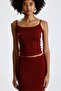 Burgundy Long Slit Straight Skirt - 6