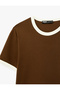 Short Sleeve Ribbed Cotton T-Shirt with Crew Neck and Slim Fit - 5