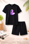 T-Shirt Shorts Kids Set 100% Cotton Comfortable Cut Casual Cute Printed 2-Piece Combination
