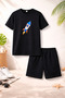 T-Shirt Shorts Kids Set 100% Cotton Comfortable Cut Casual Cute Printed 2-Piece Combination