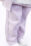 Girl's Floral Patterned Staple Detailed Gabardine Jacket, Trousers, T-Shirt, Triple Lilac Color Holiday Set - 4