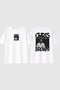 Brown Design Printed White Oversize T-Shirt