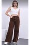 Brown High-Waist Straight Fit Wide-Leg Trousers - 2