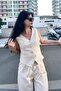 Hidden Pocket Detailed Lined Fabric Vest - Stone Stone - 2
